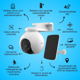 KIT CAM 4G + PAINEL SOLAR CS-EB8/SP-R100 3MP EZVIZ