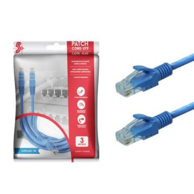 CABO DE REDE PATCH CORD 3 METROS C/RJ45 AZUL