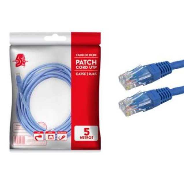 CABO DE REDE PATCH CORD 5 METROS C/RJ45 AZUL