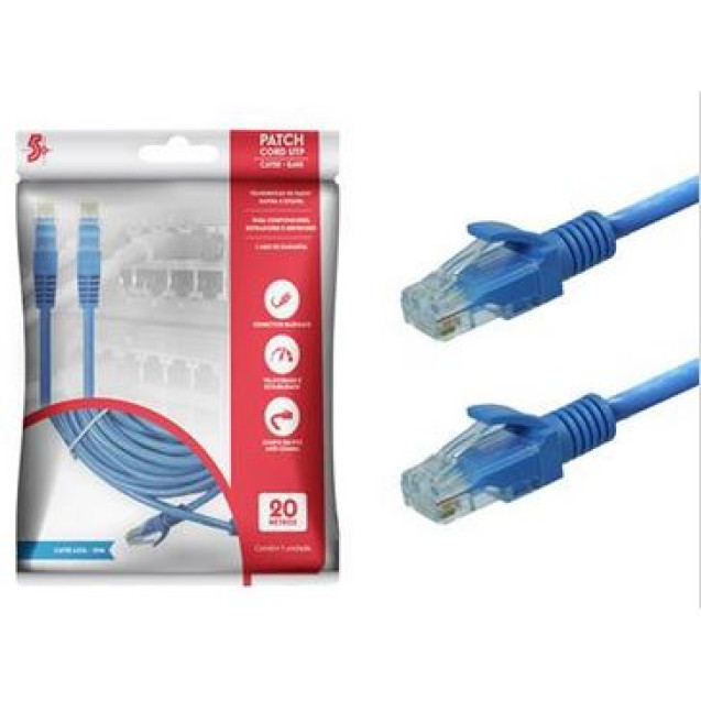 CABO DE REDE PATCH CORD 20 METROS C/RJ45 AZUL