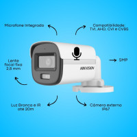 CAM BUL COLORVU 5MP DS-2CE10KF0T-LPFS 2.8 20M HIK