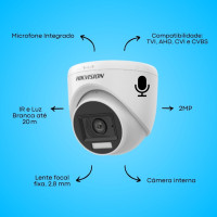 CAM DOME 2MP DS-2CE76D0T-LPFS2,8 IR20M L.BR20M HIK
