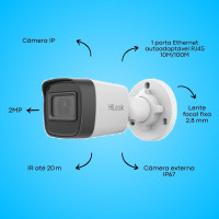 CAMERA BULLET IP 2MP 20M IPC-B121H-C 2,8 HILOOK