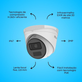 CAMERA DOME IP 2MP 20M IPC-T221H-C 2.8MM HILOOK